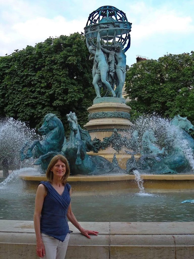 Cathy Yandell and fountain