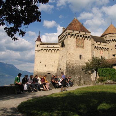 Discussing Rousseau at the Château de Chillon (Lake Léman, Switzerland)