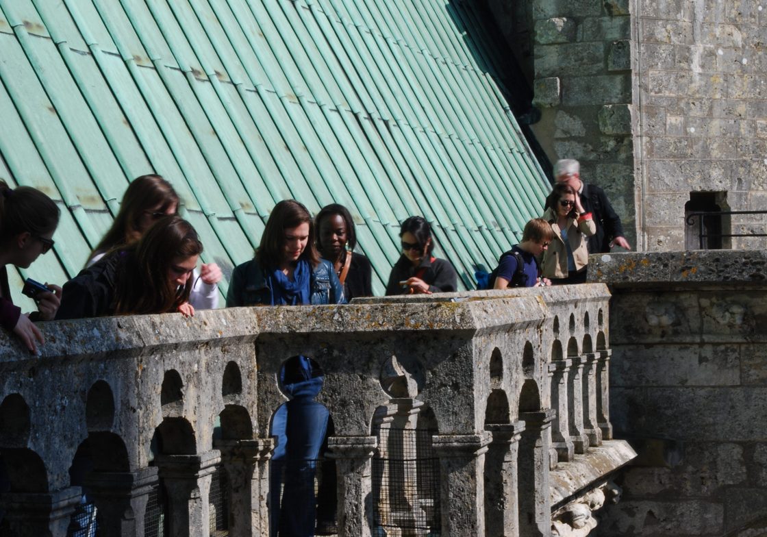Students on a Balcony