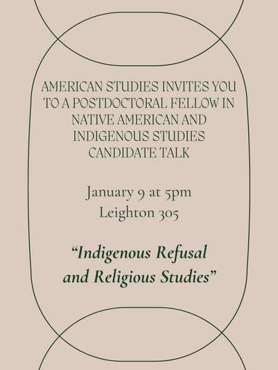 Native and Indigenous Studies candidate talk poster