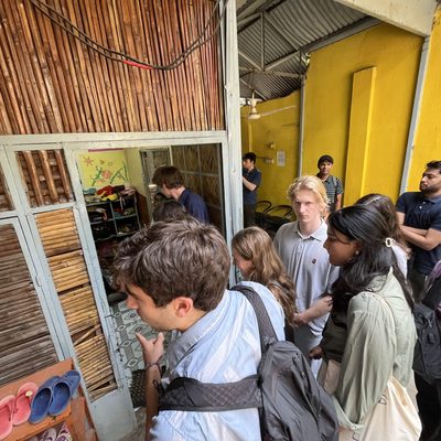 students in building