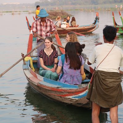 students in canoes