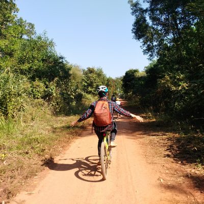 biking in mud roads