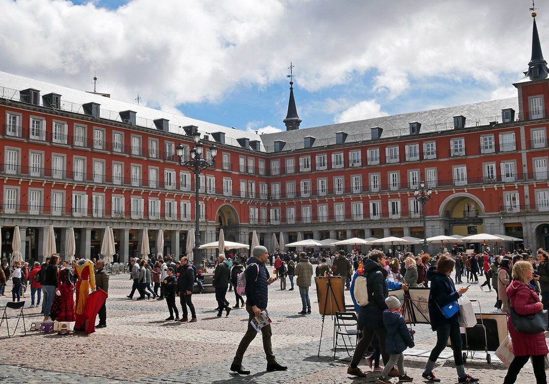 People in a square in Madrid