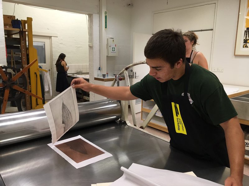 William is the clean hands for Helen's etching - Winter 2017