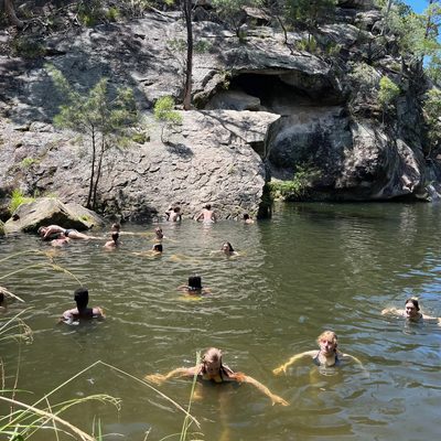 Taking a swimming break after hiking at Carnarvon Gorge
