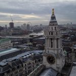A view of the Thames and the London Eye from St. Paul's dome.
