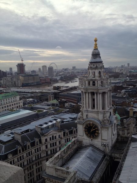 A view of the Thames and the London Eye from St. Paul's dome.