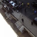 Dylan McDermott on set for the 2015 movie Survivor, seen from the top floor of the Pickwick