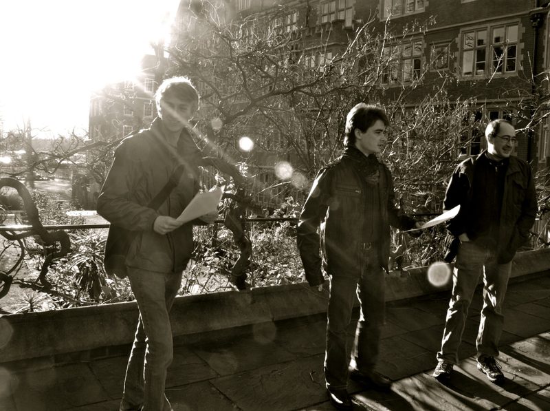 Jeremy, Joss and Pierre reading Shakespeare in the Middle Temple garden