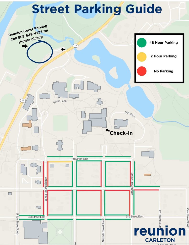 Parking information around Carleton during Reunion 2026