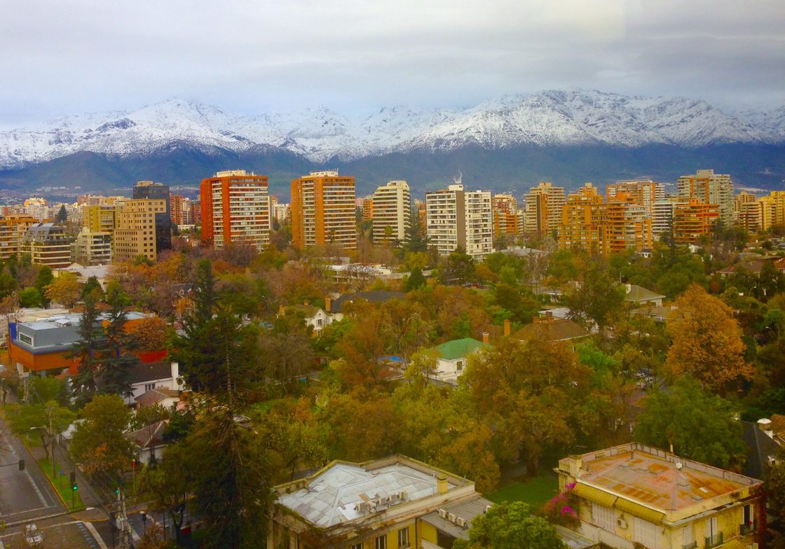 Snow in the Andes over Santiago