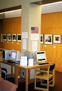 The multi-media On Patrons and Patriots exhibit.