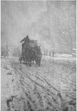 Alfred Stieglitz's Winter--5th Avenue, an example of pictorialist photography.