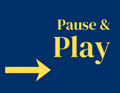 yellow text on blue background, title of play area