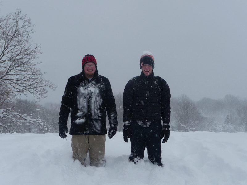 Students Knee-Deep in Snow