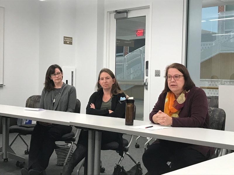 Panel of Speech Language Pathologists. Left: Betsy Martinez '92, Lesley Sylvan '02, Heather Scott '82