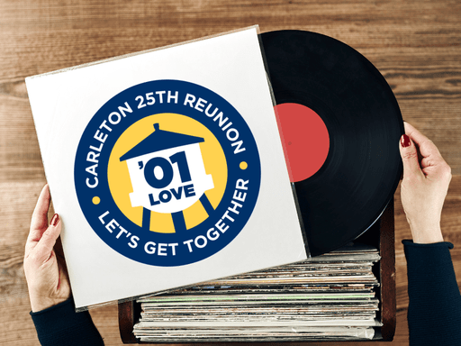 A record sleeve with the 2001 25th Reunion Logo