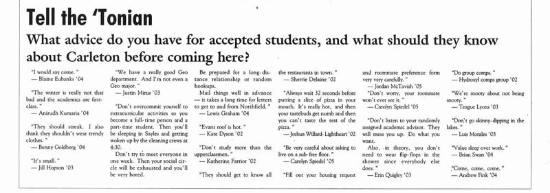 Tell the 'Tonian: Accepted Student Advice