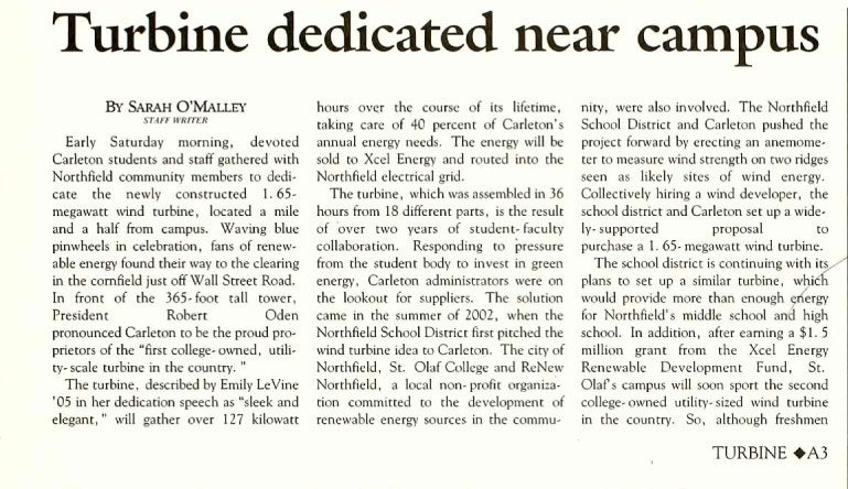 Turbine Dedication (page 1 of 2)