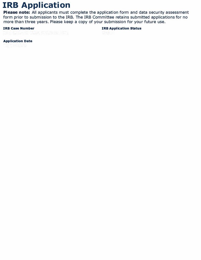 Sample Application Form – Institutional Review Board (IRB) – Carleton ...