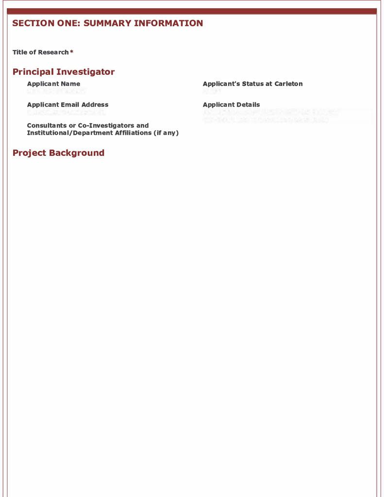 Sample Application Form – Institutional Review Board (IRB) – Carleton ...