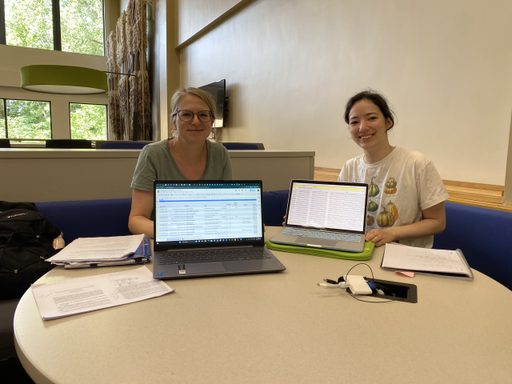 two women working on computers