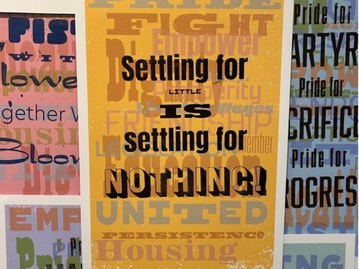 close up of a silk screened poster