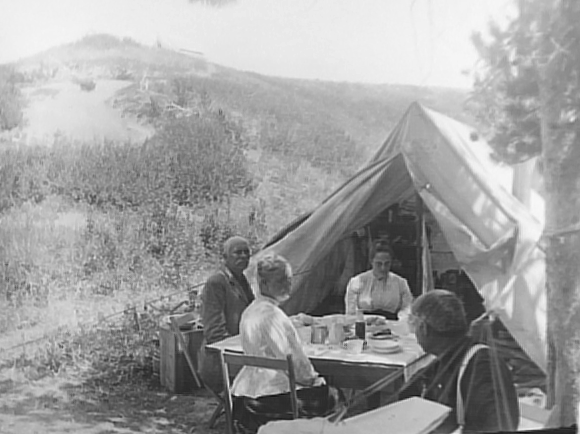 Members of the Carleton party take a break for lunch.