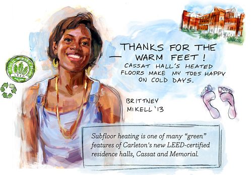 Illustration of Brittney Mikell ’13 quoted, 