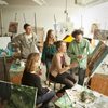 An instructor teaches art studio