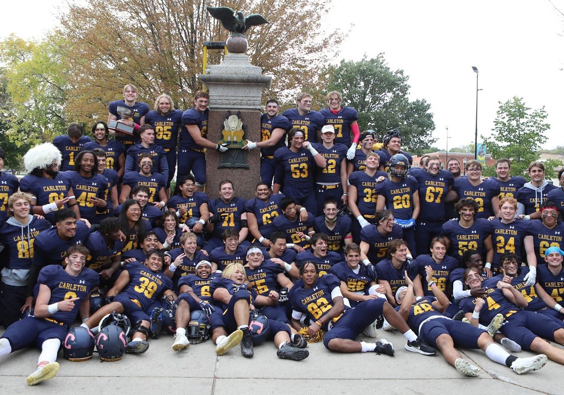 Carleton Knights win the Cereal Bowl in 2023 and turn the eagle.