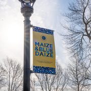 Maize & Blue Daize pole banner