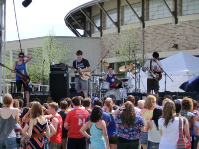 Students perform at an outdoor concert