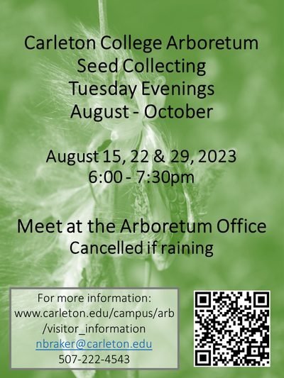 August Arb seed collecting volunteer event poster