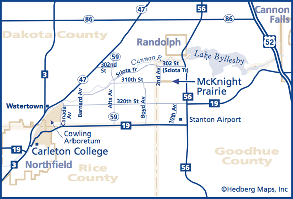 Map of how to get to McKnight Prairie