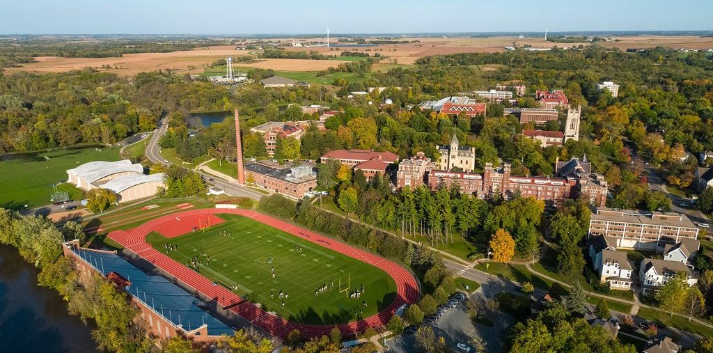 aerial view of Facilities Building and laird stadium
