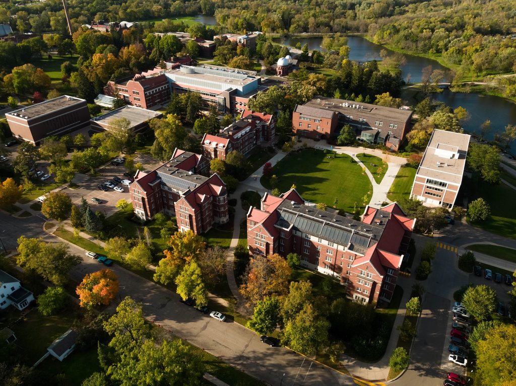 aerial view of the quad, mini bald spot