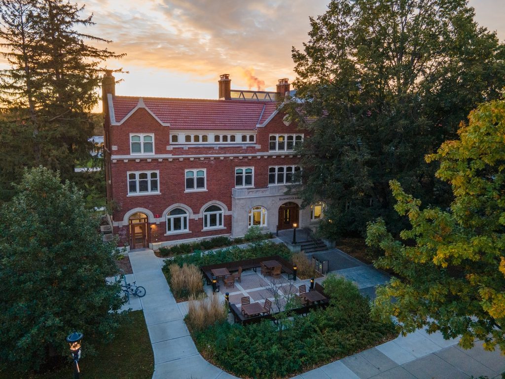 aerial view of Hasenstab Hall