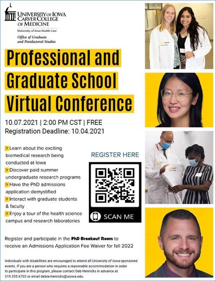 a poster advertising a professional and graduate school conference