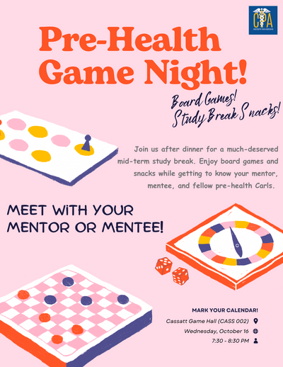 Pre-Health Game night poster