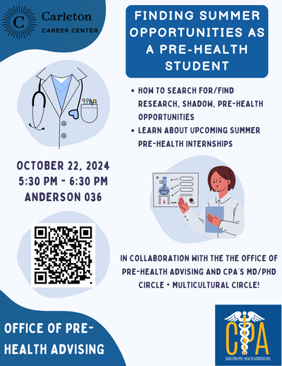 Poster for pre-health event