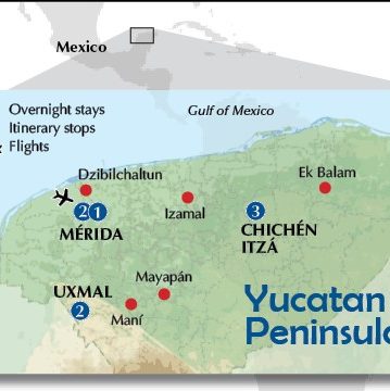 Yucatan's itinerary map
