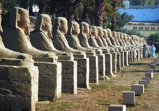 The Avenue of Sphinxes that once connected the temples of Karnak and Luxor.