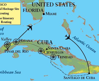Map for the Cuba departure