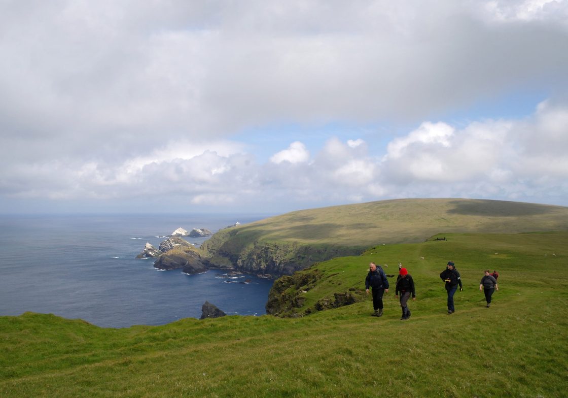 Hiking through Hermaness, Unst, Shetland.