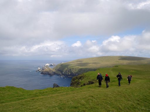 Hiking through Hermaness, Unst, Shetland.