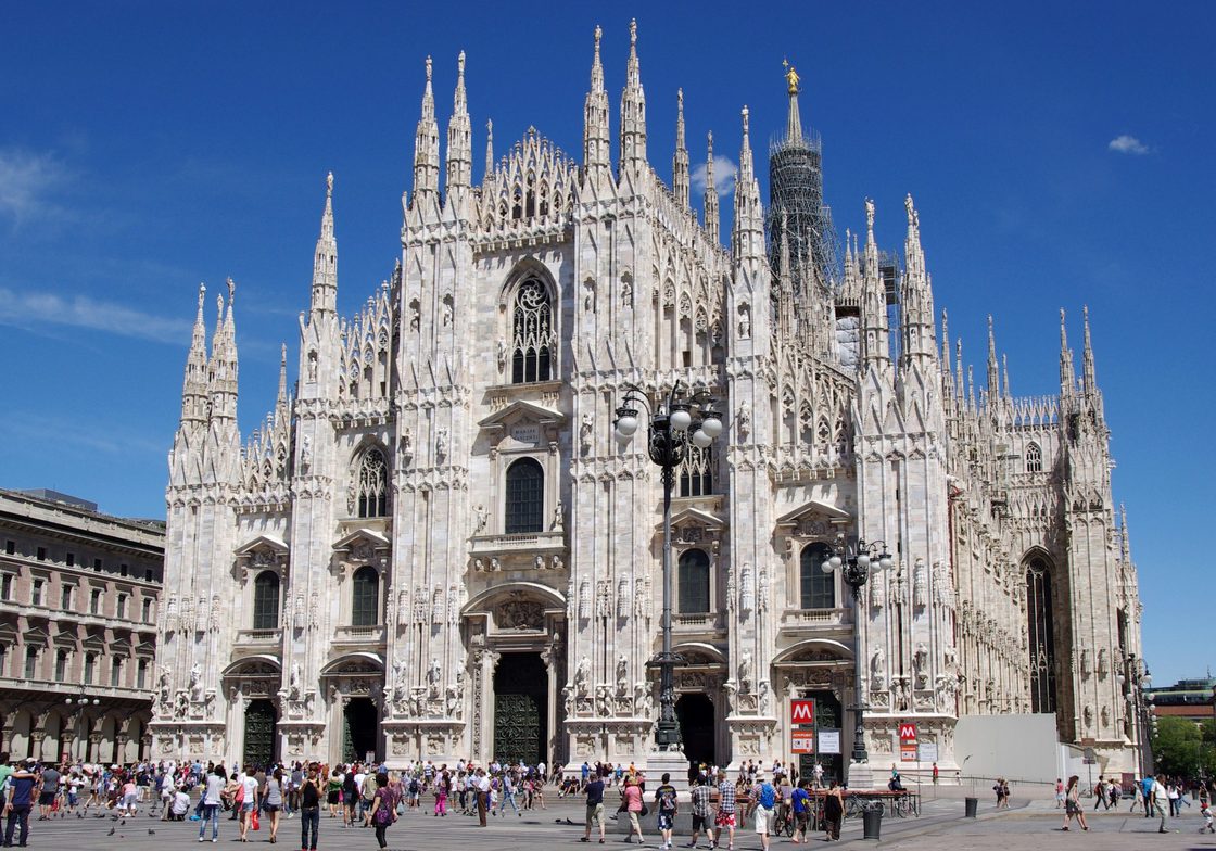The exterior of Milan’s Gothic Cathedral.