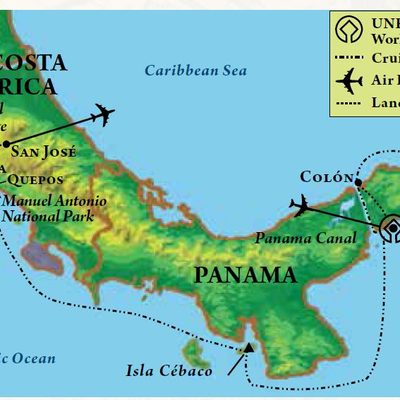 Map of itinerary, Panama Canal & Costa Rica