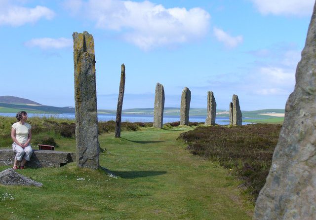 The Ring of Brodgar and the Loch of Stenness, Scotland.